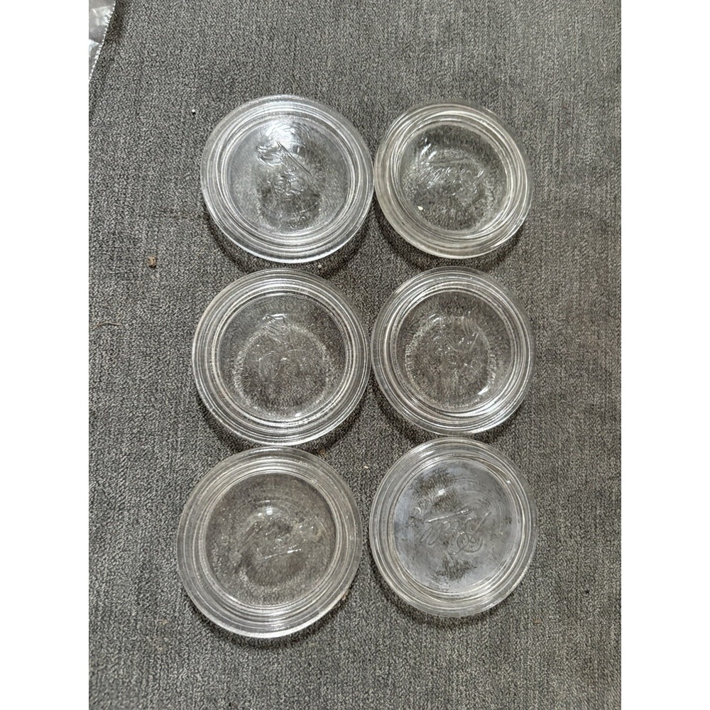 6 BALL No. 10 Standard Clear Glass Canning Lid for Mason Jars Lot9